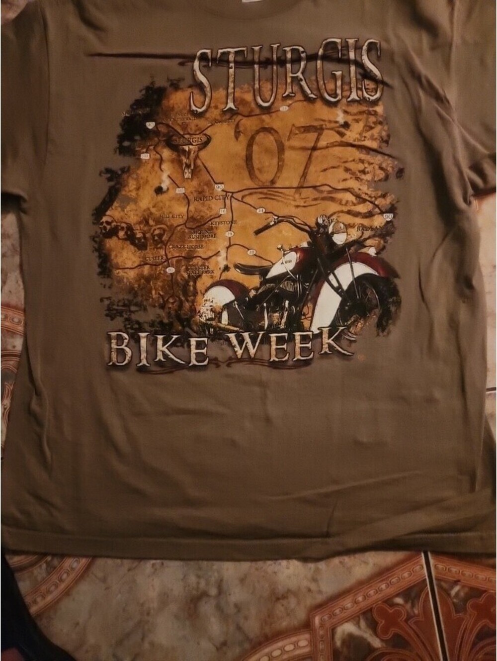 NWT 2007 Delta Pro Weight Sturgis Large Bike Week Motorcycle Biker Graphic Brown